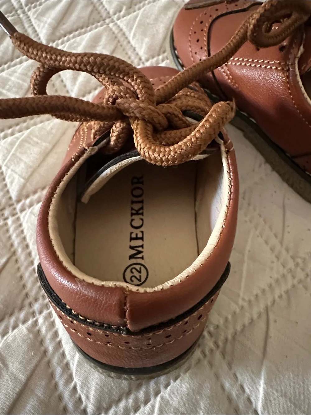 Toddler Tan Brogue Lace-Up Dress Shoes